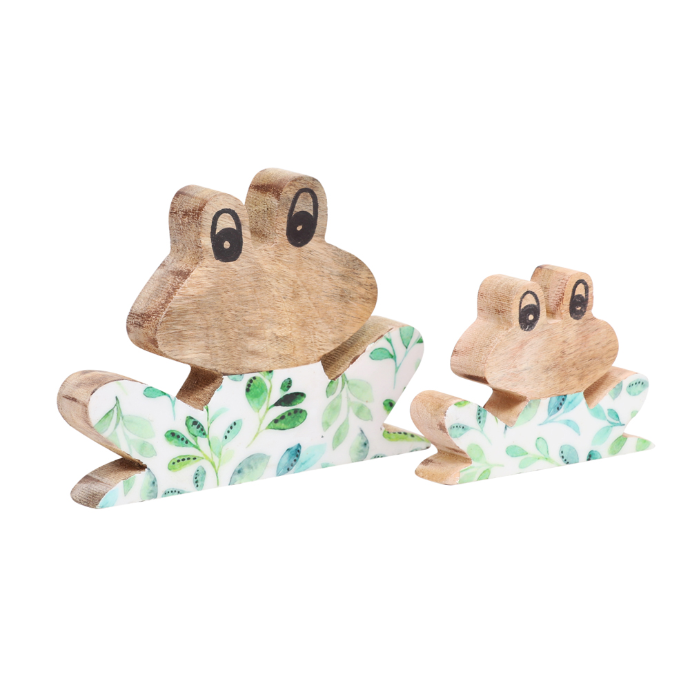 WOODEN DECO FROG SET