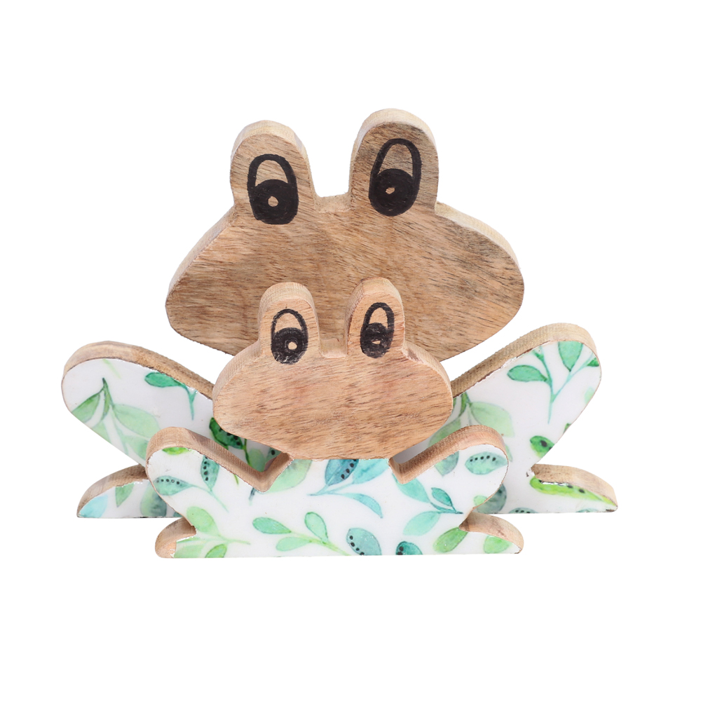 WOODEN DECO FROG SET