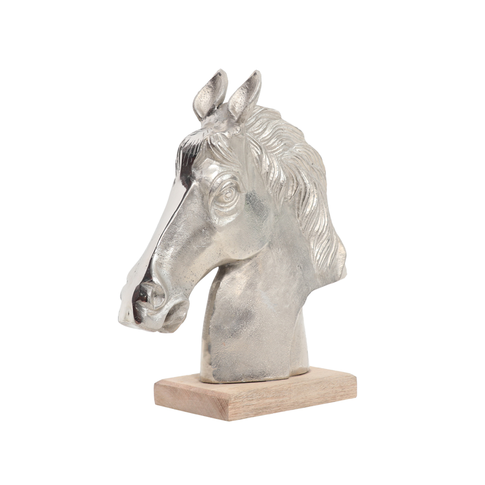 ALUMINUM HORSE DECO WITH BASE