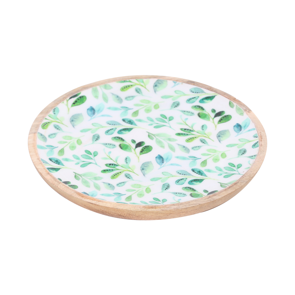 WOODEN PLATE WITH ENAMEL