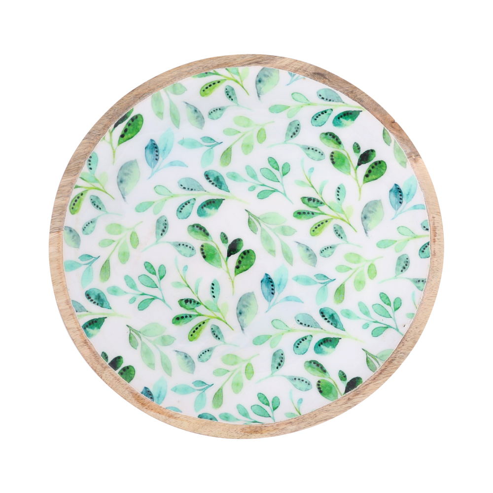 WOODEN PLATE WITH ENAMEL