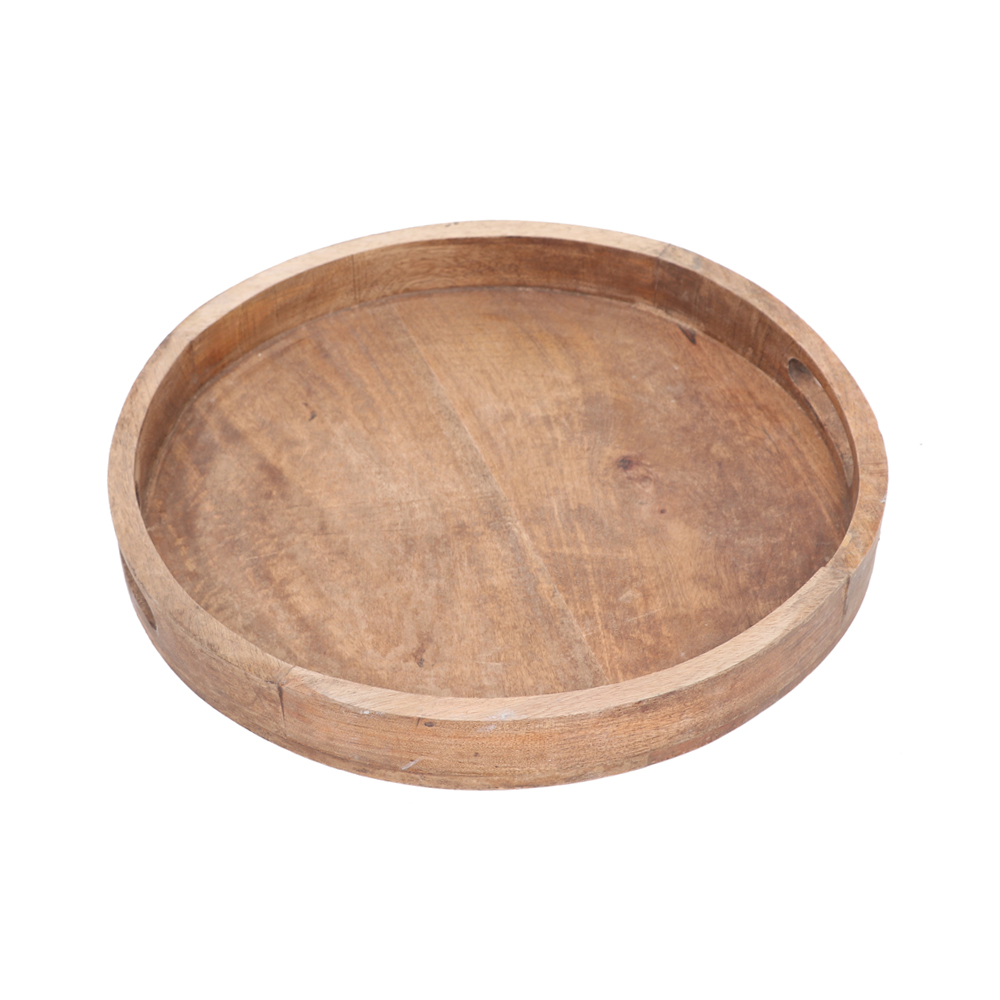 WOODEN ROUND SERVING TRAY