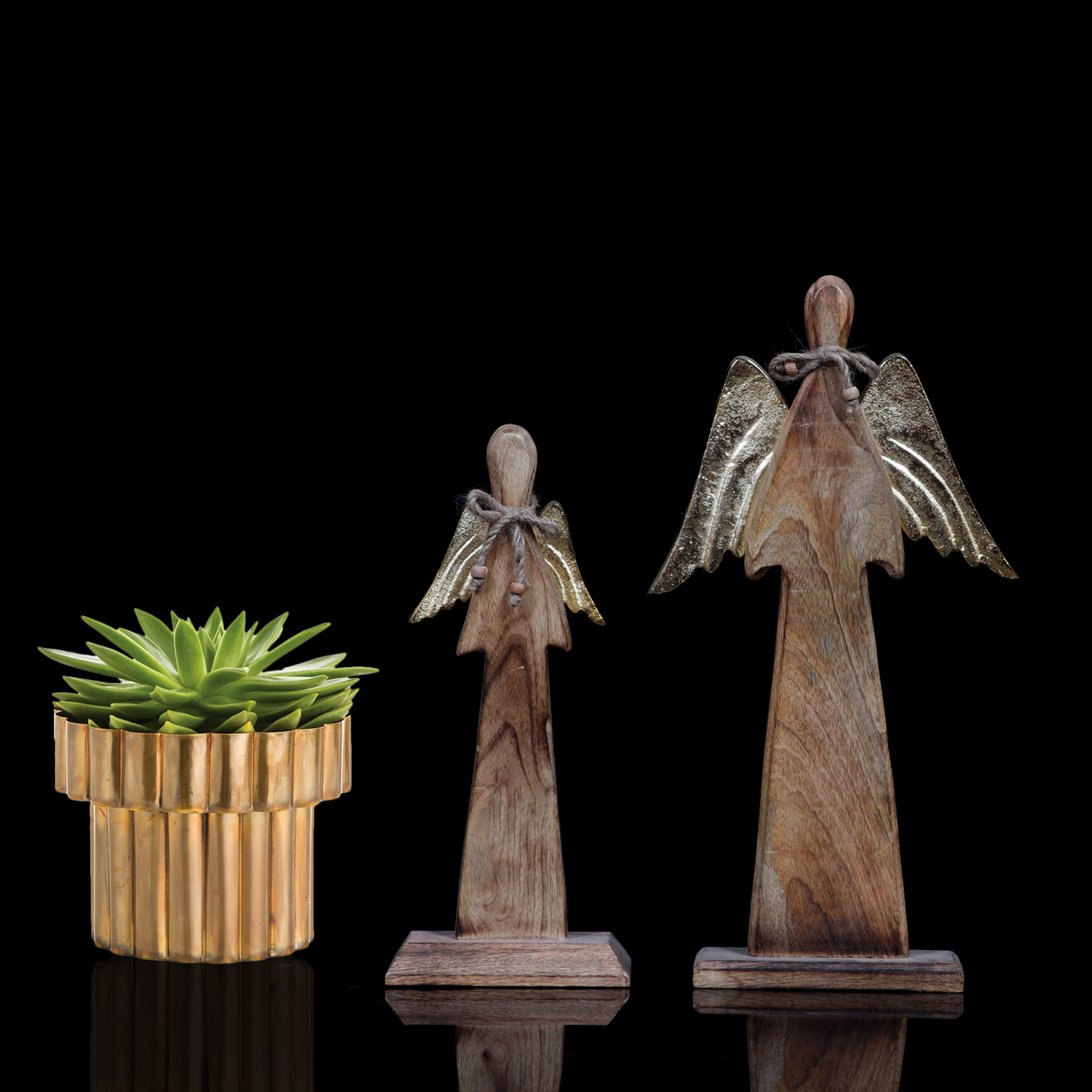 Wooden Angel With Metal Wings-2