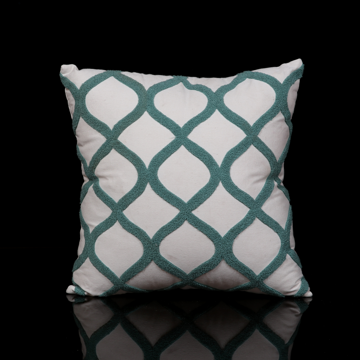 EMBROIDERED CRISS CROSS WAVE DESIGN PILLOW